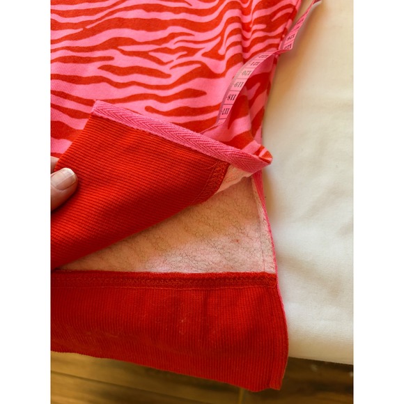 Cabana by Crown & Ivy Pink Red Zebra Print Oversized Fleece Soft Sweatshirt XL - Picture 7 of 8